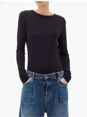 Raey organic wool black long sleeve t shirt